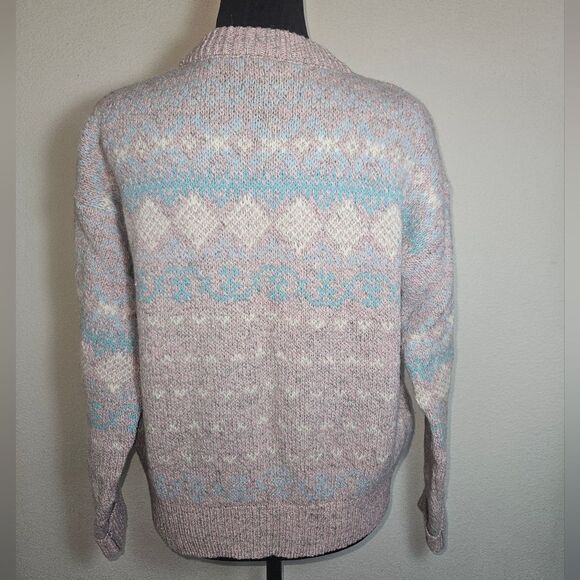 Vintage Eddie Bauer Fairy Kei Fair Isle Pink Wool Blend Sweater Size M - Picture 4 of 5